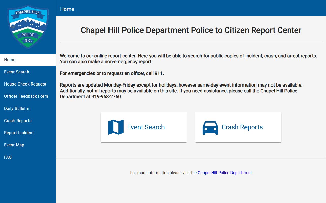 Chapel Hill Police Department bench warrant records