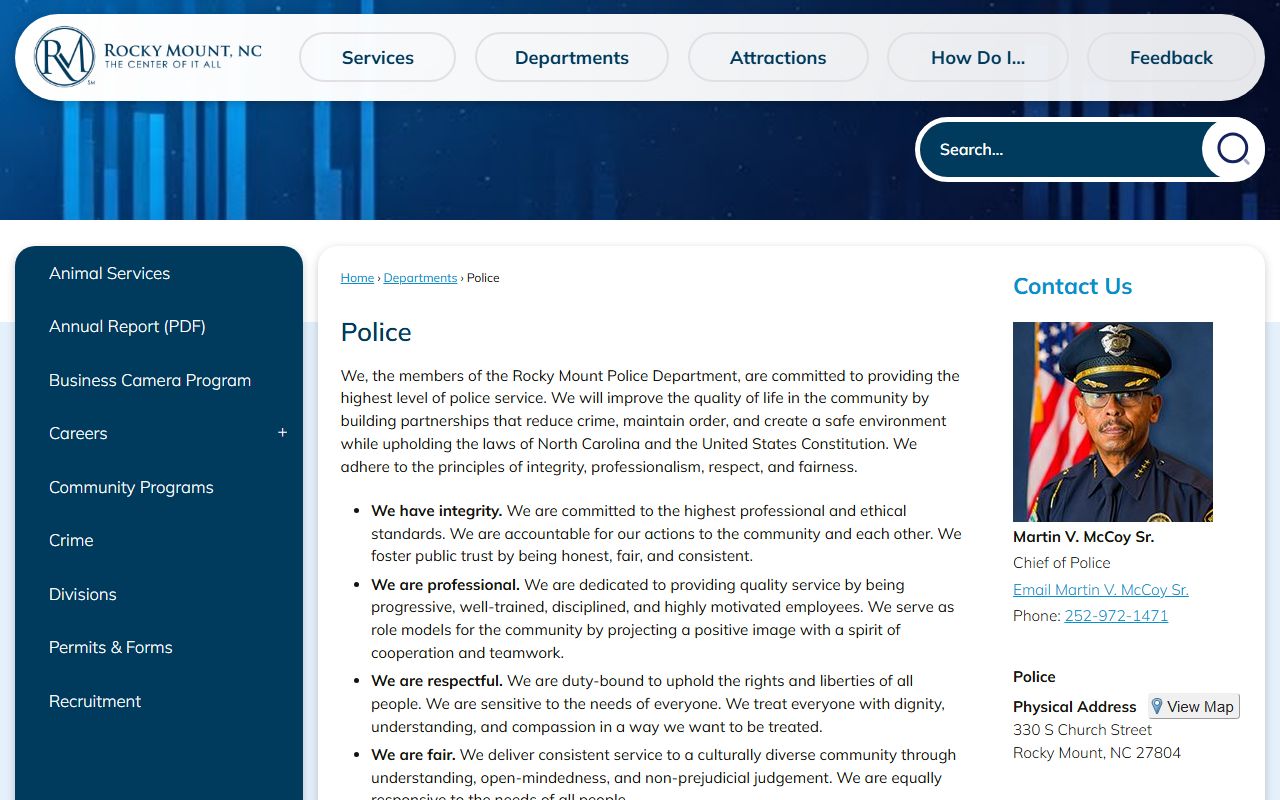 Rocky Mount Police Department bench warrant records