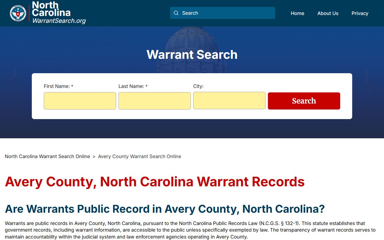 Avery County warrant search resource for bench warrants