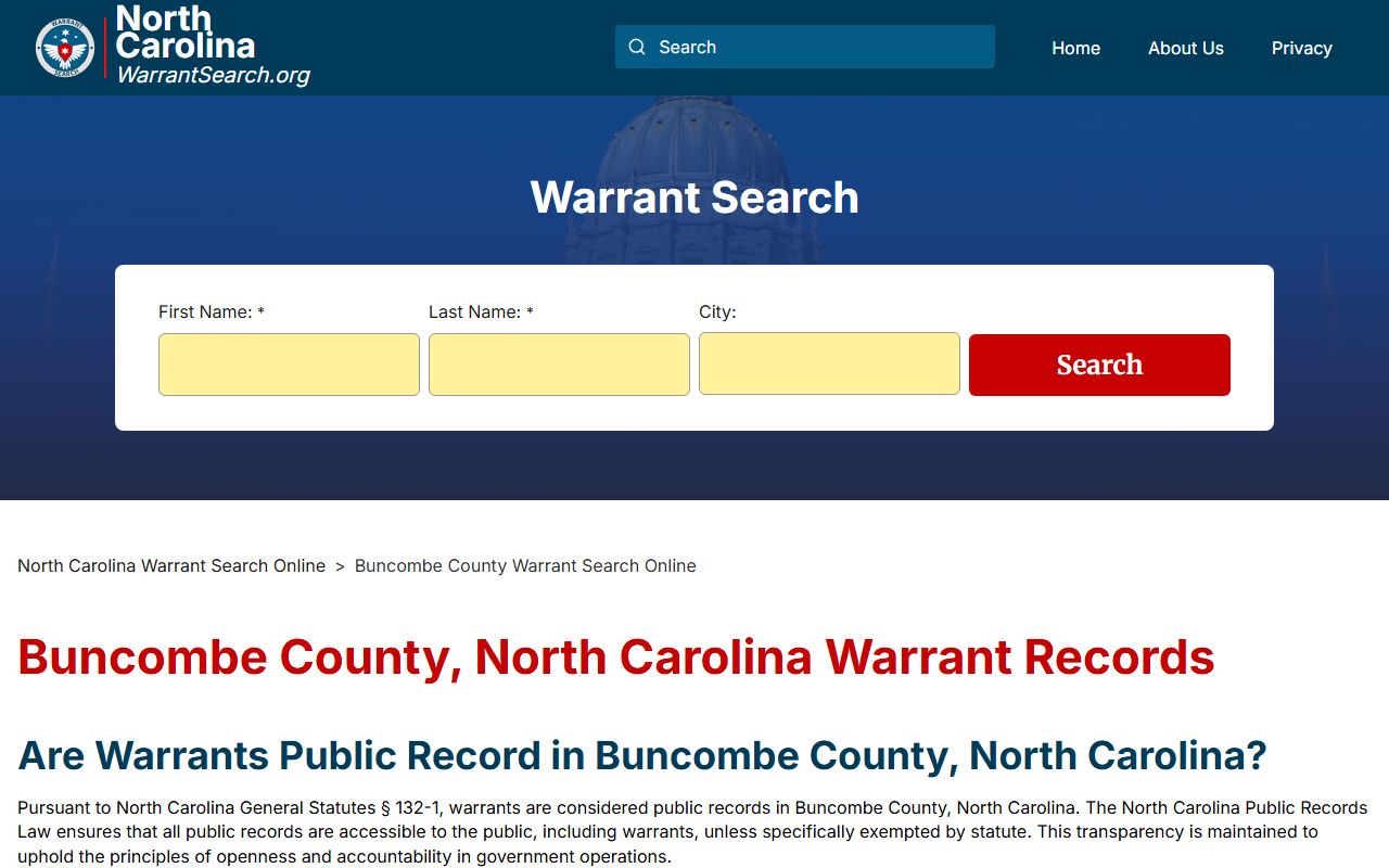 Buncombe County warrant search for bench warrants