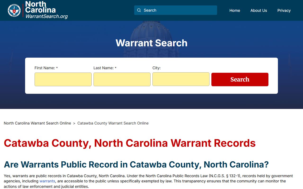 Catawba County warrant search for bench warrants