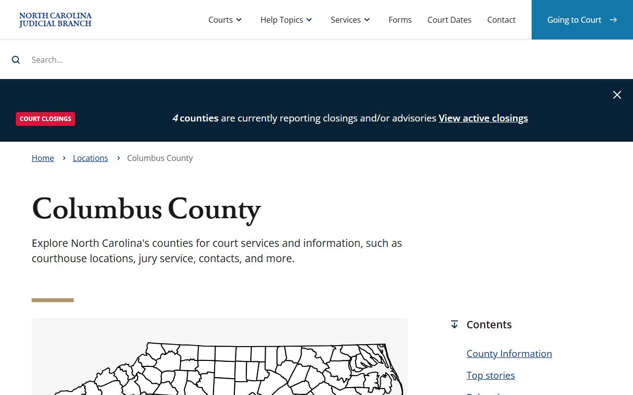 Columbus County court information for bench warrants in Whiteville North Carolina