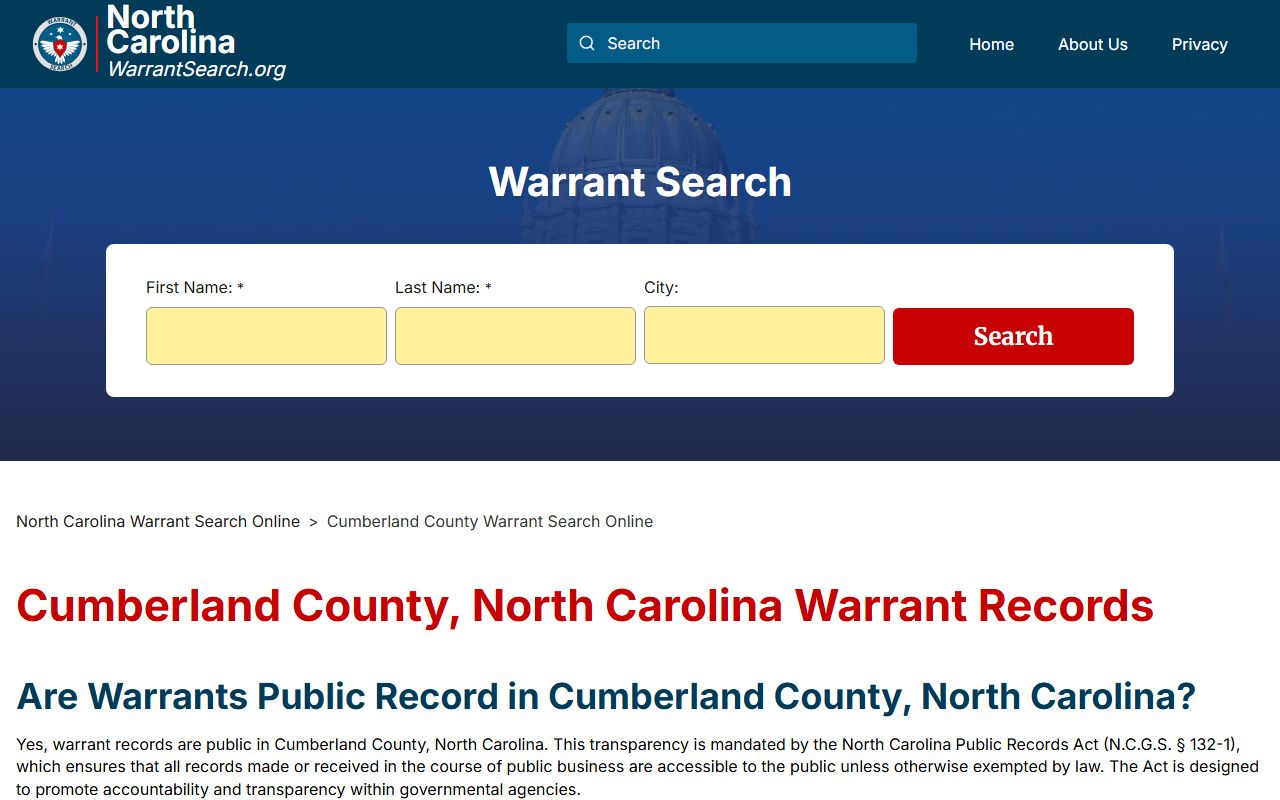 Cumberland County warrant search for Fayetteville bench warrants