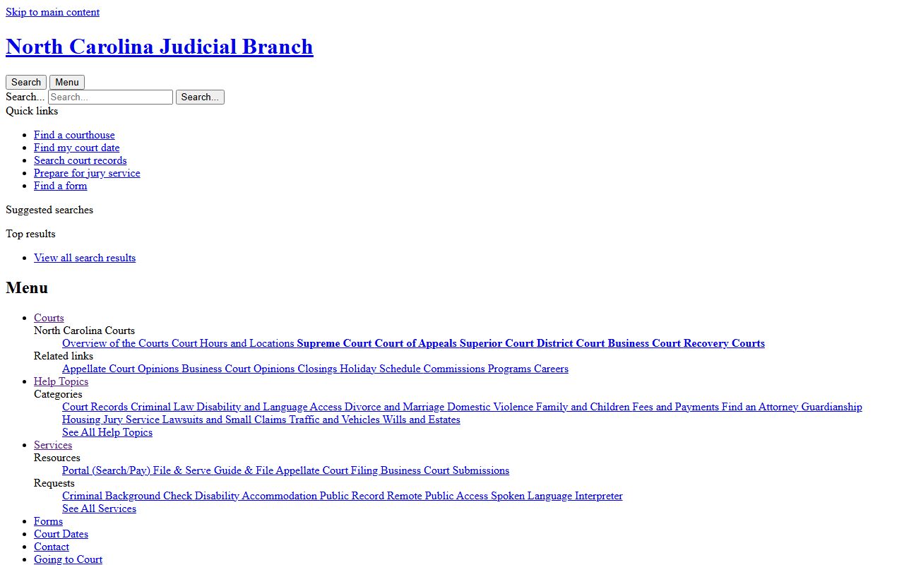 Harnett County court information for bench warrant records