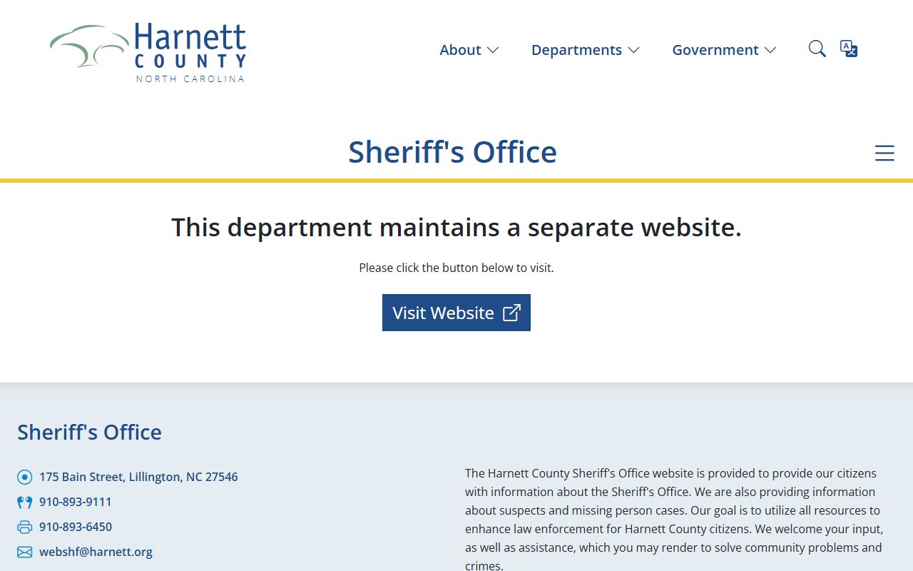 Harnett County Sheriff's Office for bench warrant service