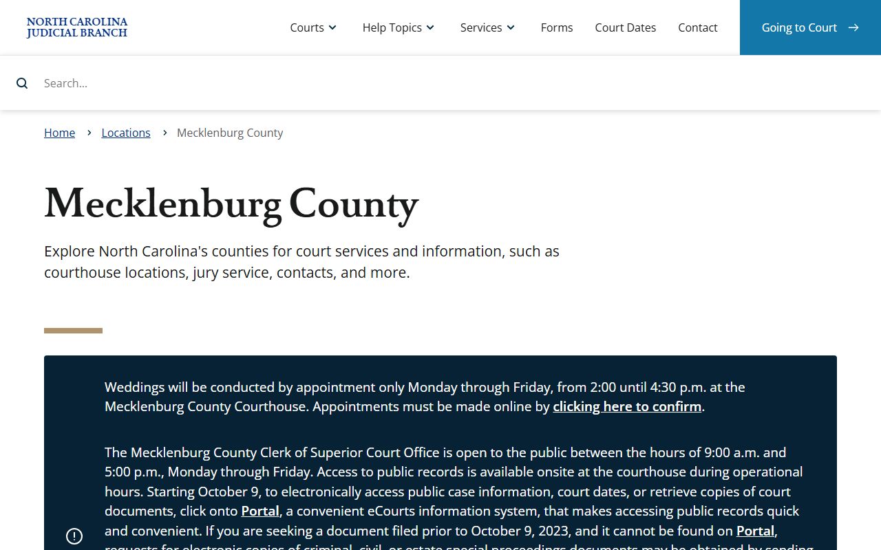 Mecklenburg County court information for bench warrants