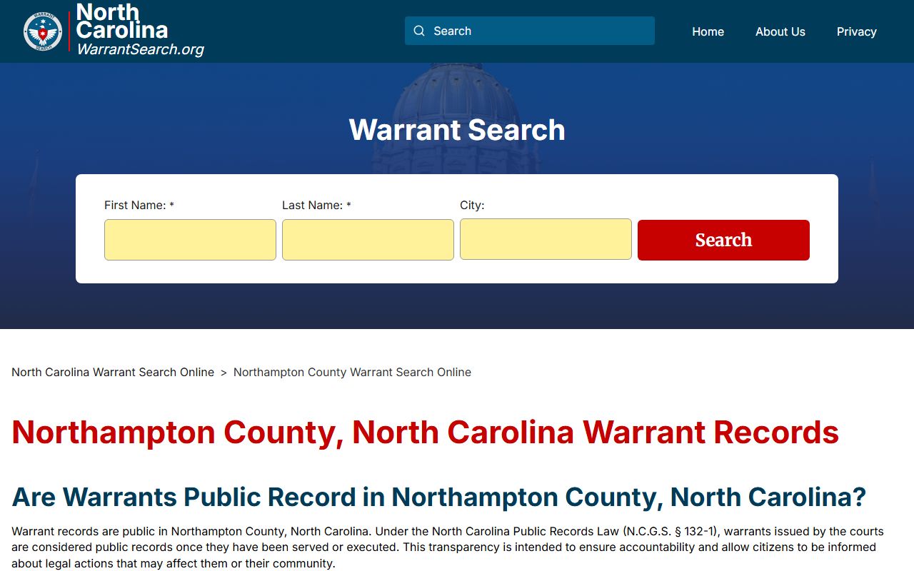 Northampton County bench warrant search records North Carolina
