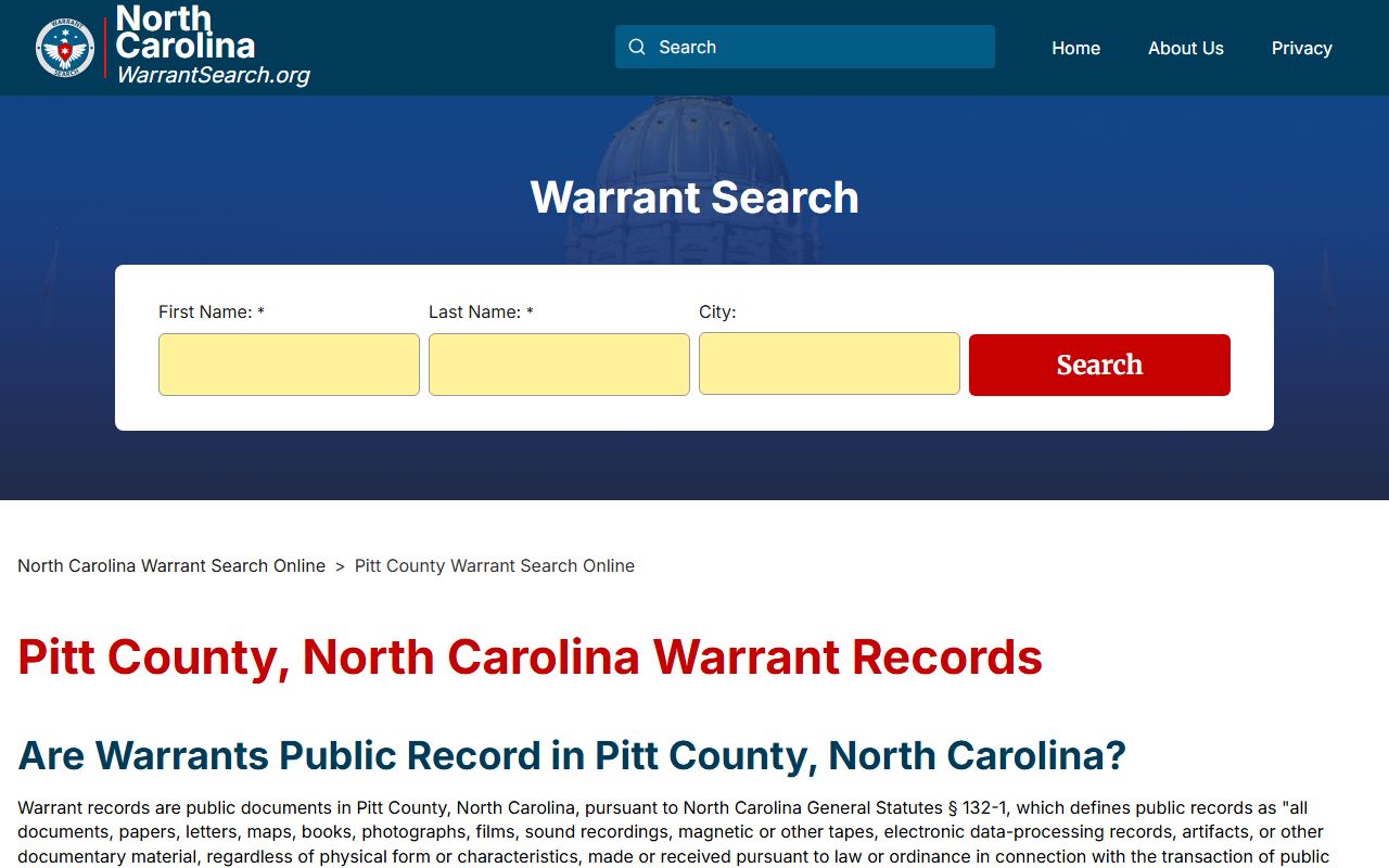 Pitt County bench warrant search results North Carolina