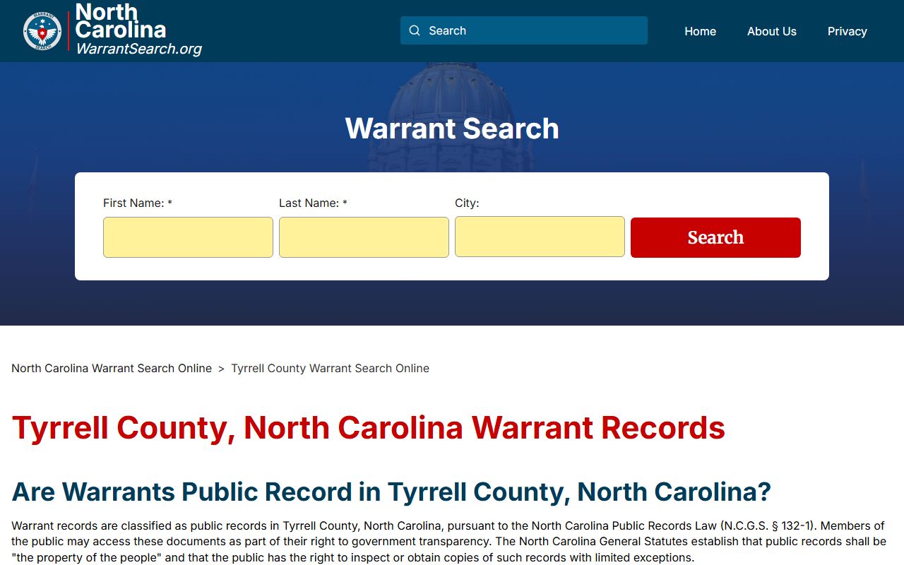 Tyrrell County warrant search for active bench warrants