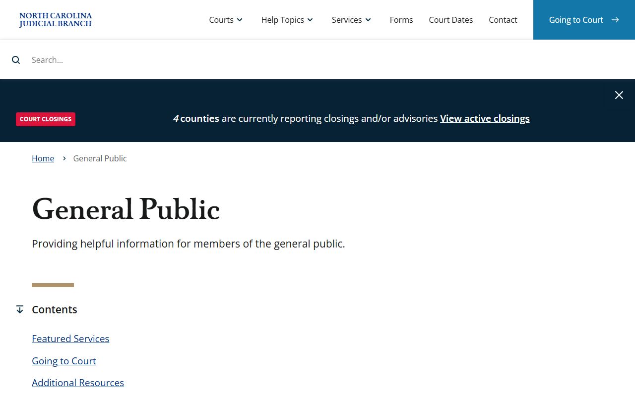 North Carolina eCourts portal for searching bench warrants